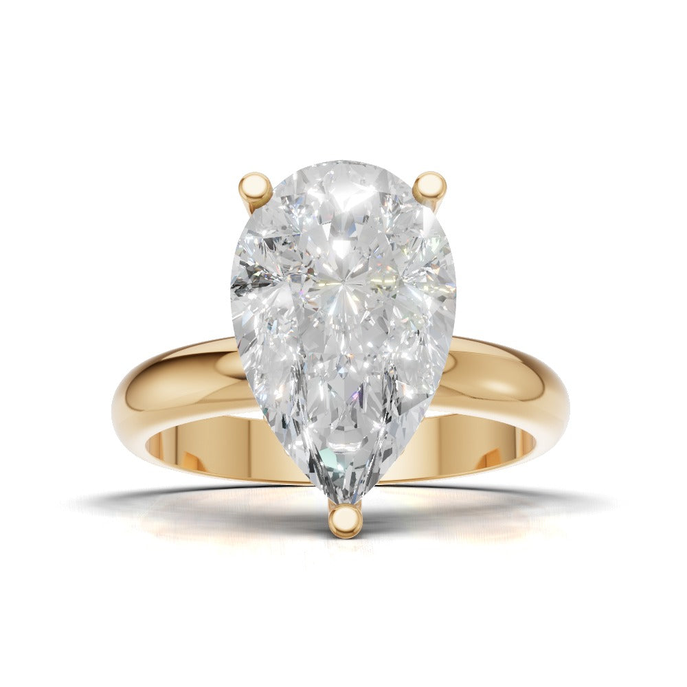 Riparo, 3ct pear lab grown diamond engagement ring, Plain Sides, Hidden Halo, 18K yellow gold - view 4