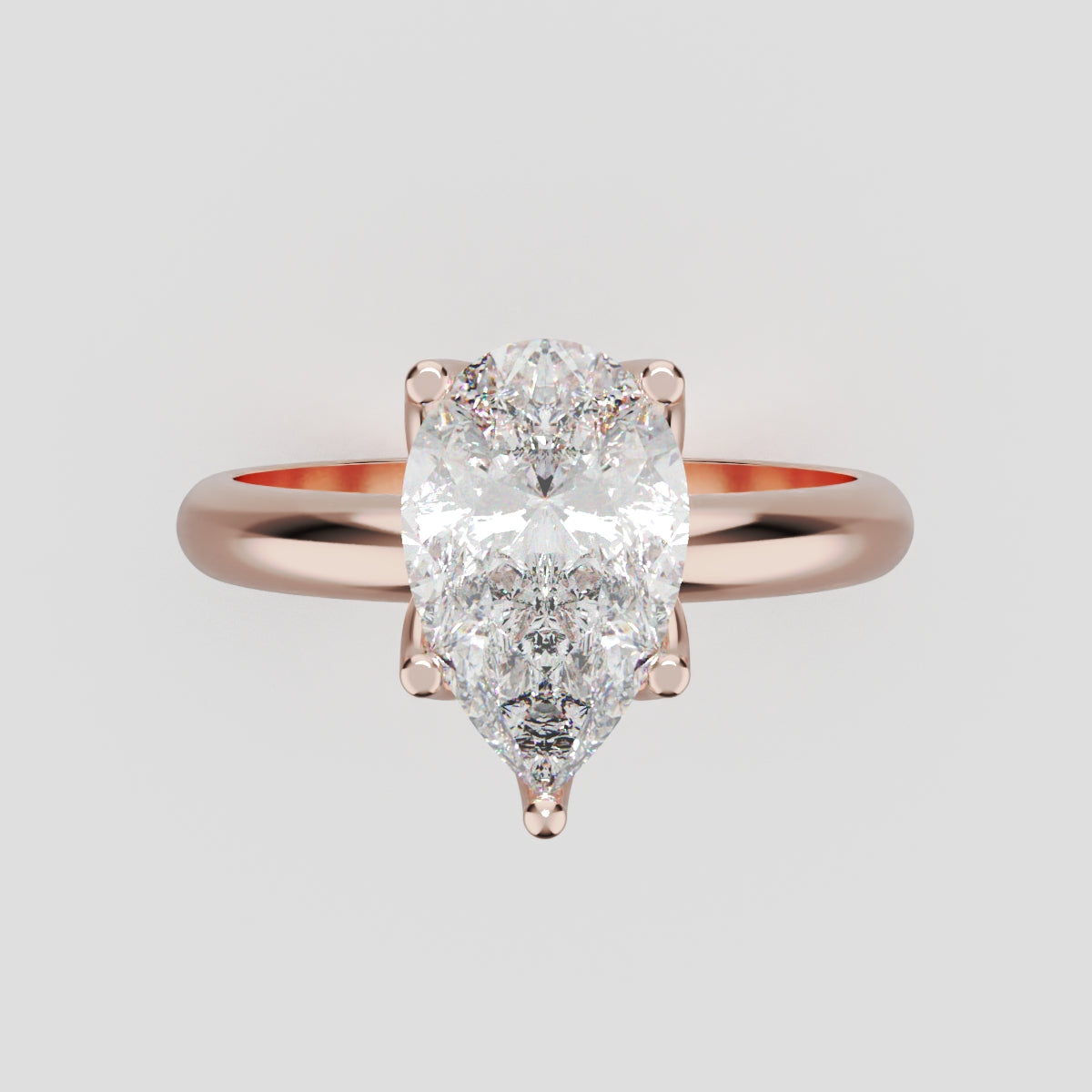 Sboccio, 1.5ct pear lab grown diamond engagement ring, Petal Set, 18K rose gold - front view