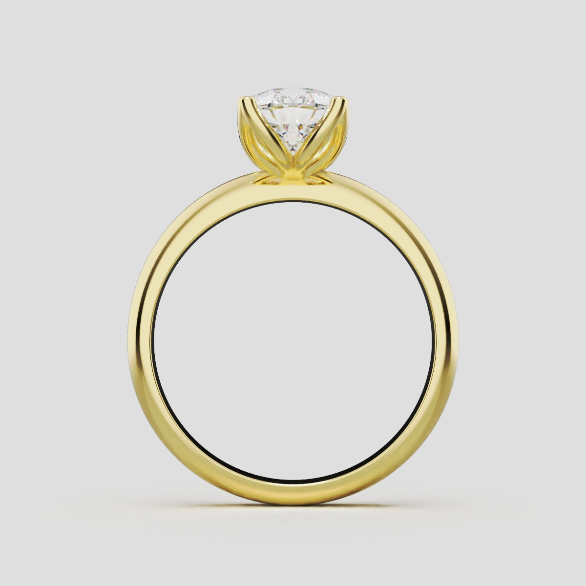 Sboccio, 1.5ct pear lab grown diamond engagement ring, Petal Set, 18K yellow gold - through finger