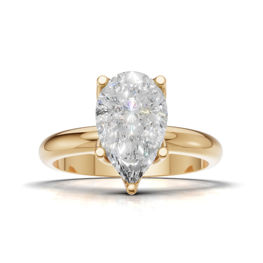 Sboccio, 1.5ct pear lab grown diamond engagement ring, Petal Set, 18K yellow gold - view 4