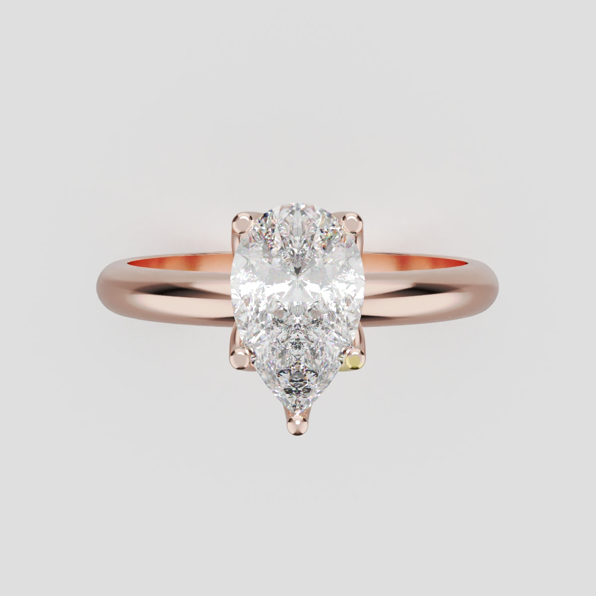 Sboccio, 1ct pear lab grown diamond engagement ring, Petal Set, 18K rose gold - front view