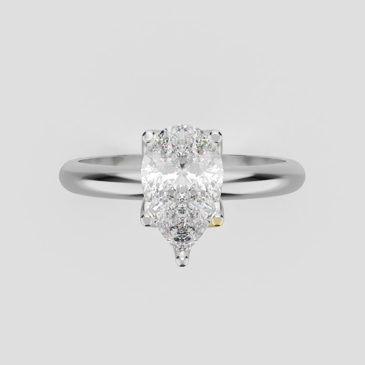 Sboccio, 1ct pear lab grown diamond engagement ring, Petal Set, 18K white gold - front view