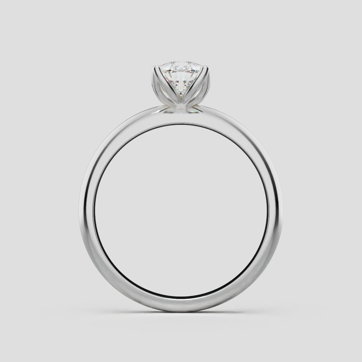 Sboccio, 1ct pear lab grown diamond engagement ring, Petal Set, 18K white gold - through finger