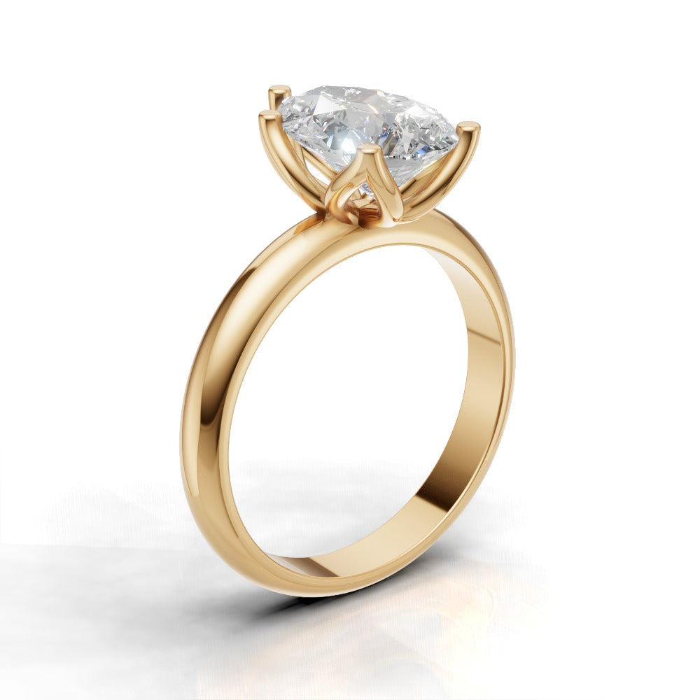 Sboccio, 2ct pear lab grown diamond engagement ring, Petal Set, 18K yellow gold - ne
