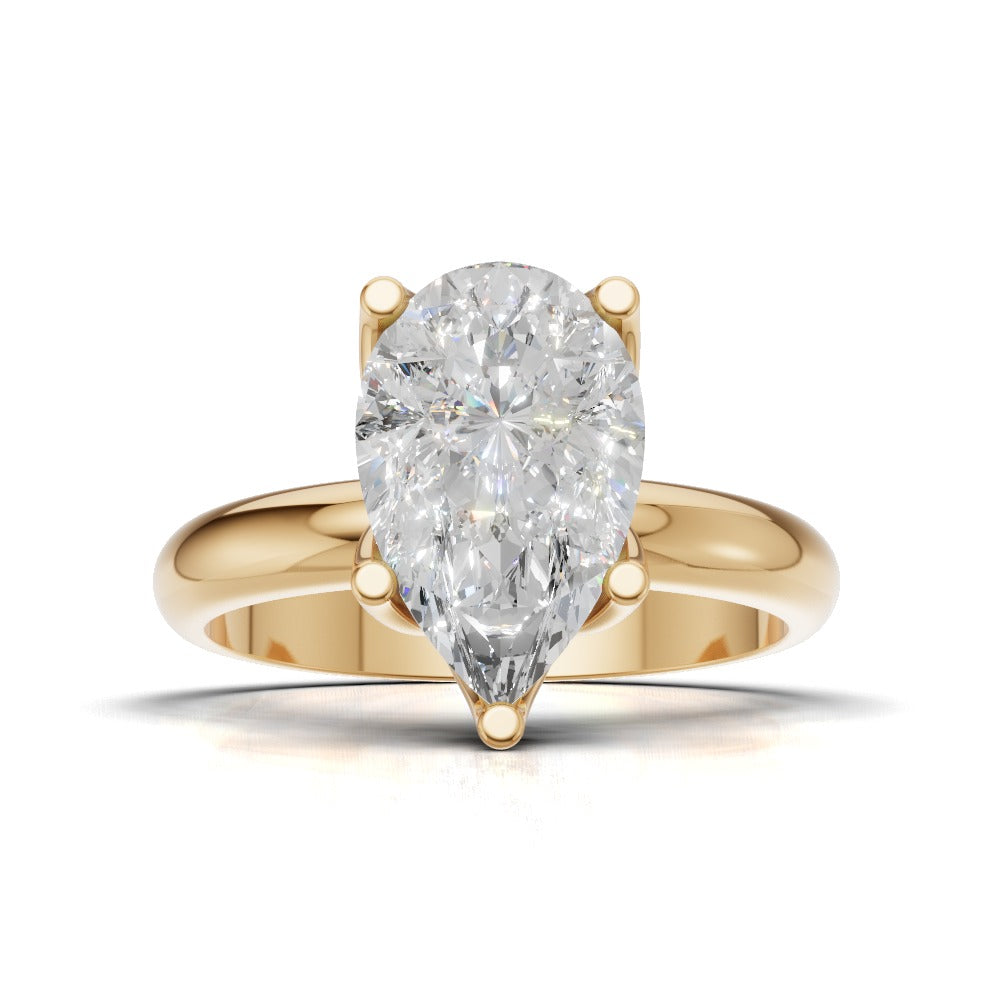 Sboccio, 2ct pear lab grown diamond engagement ring, Petal Set, 18K yellow gold - view 4