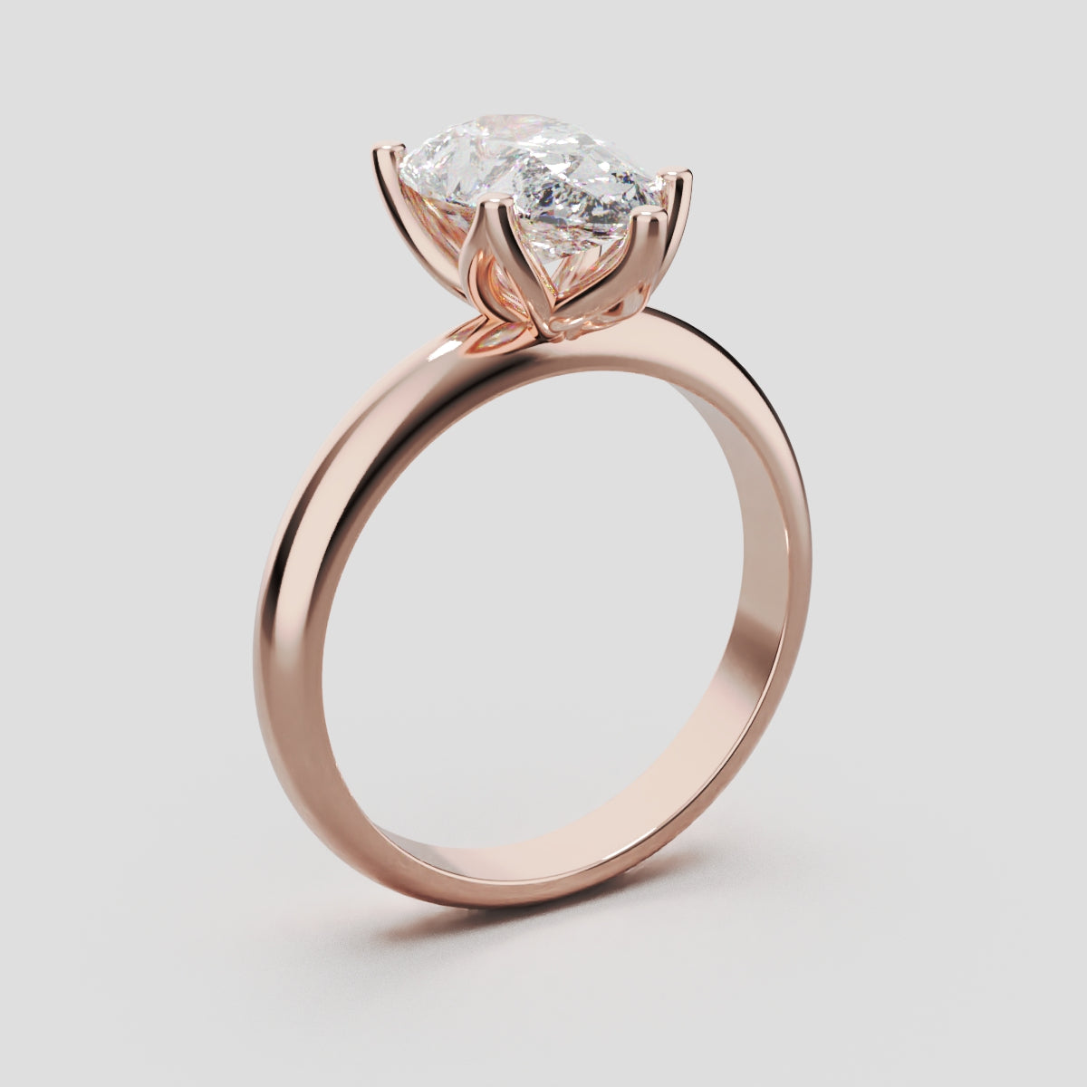 Sboccio, 2ct pear lab grown diamond engagement ring, Petal Set, 18K rose gold - ne