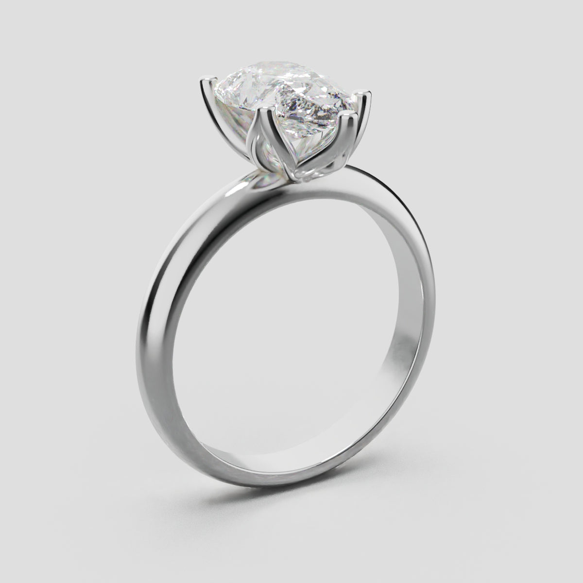 Sboccio, 2ct pear lab grown diamond engagement ring, Petal Set, 18K white gold - ne