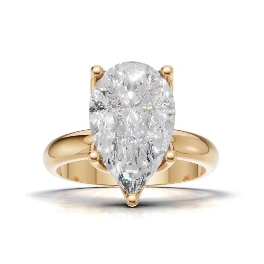 Sboccio, 3ct pear lab grown diamond engagement ring, Petal Set, 18K yellow gold - view 4