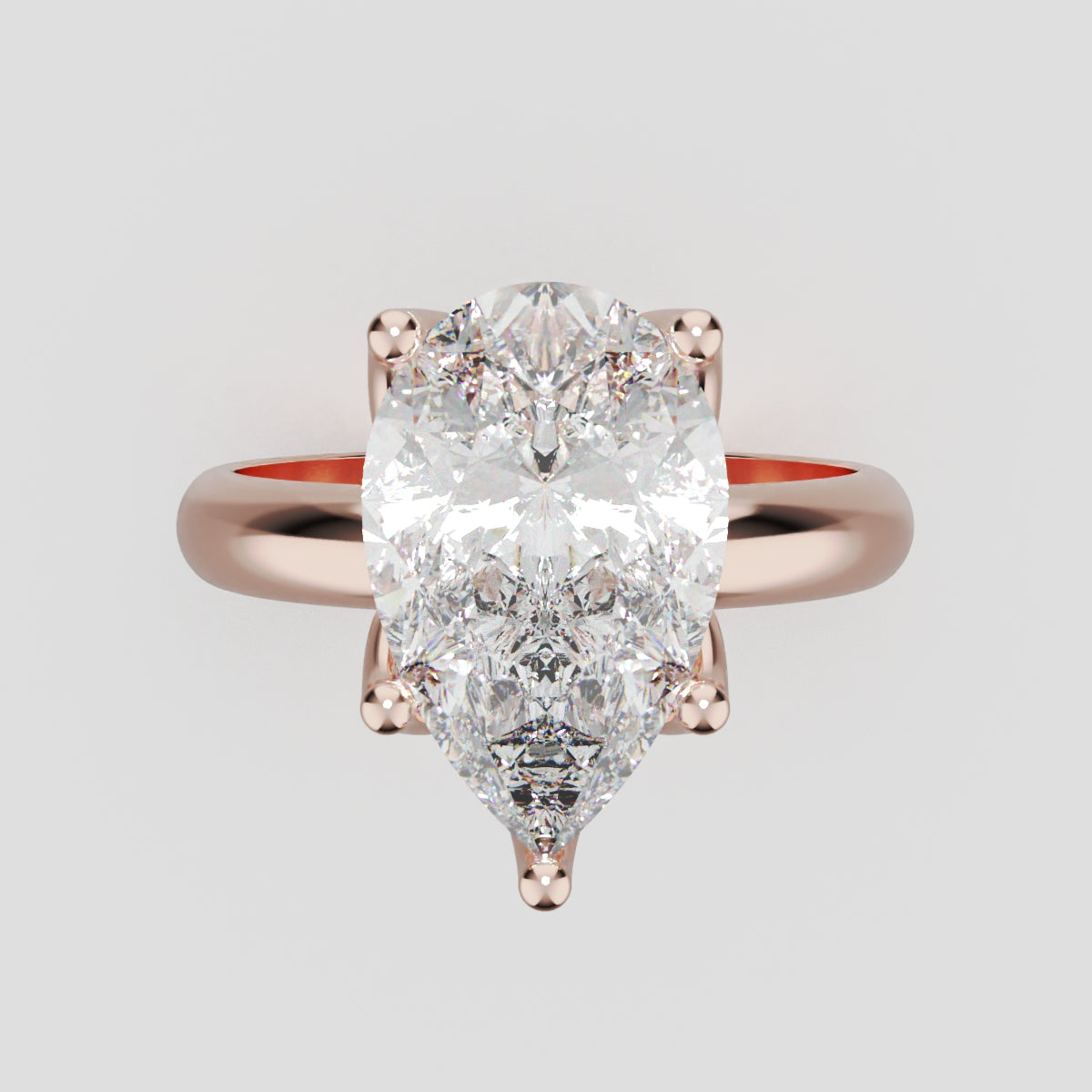 Sboccio, 3ct pear lab grown diamond engagement ring, Petal Set, 18K rose gold - front view