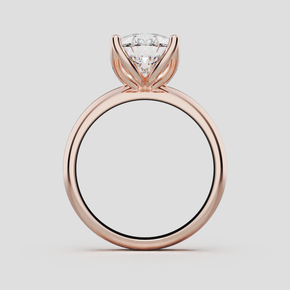 Sboccio, 3ct pear lab grown diamond engagement ring, Petal Set, 18K rose gold - through finger