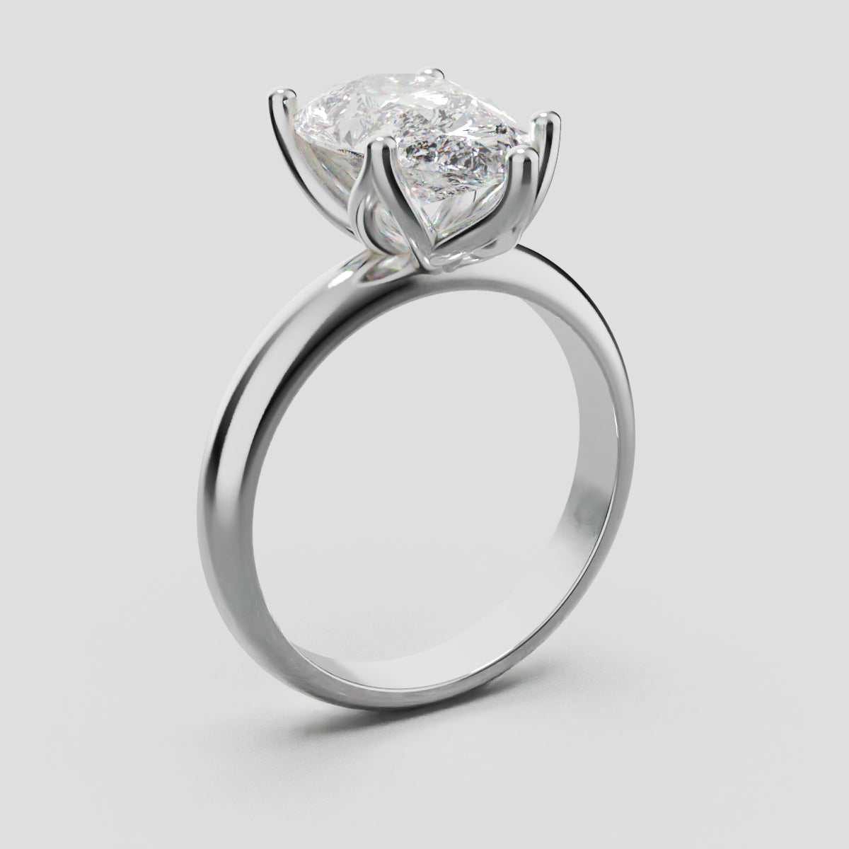 Sboccio, 3ct pear lab grown diamond engagement ring, Petal Set, 18K white gold - ne