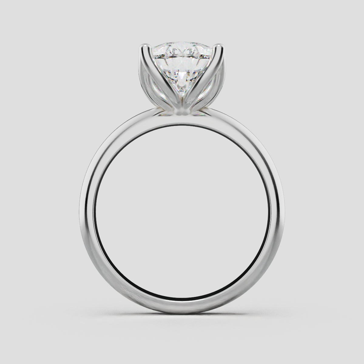 Sboccio, 3ct pear lab grown diamond engagement ring, Petal Set, 18K white gold - through finger