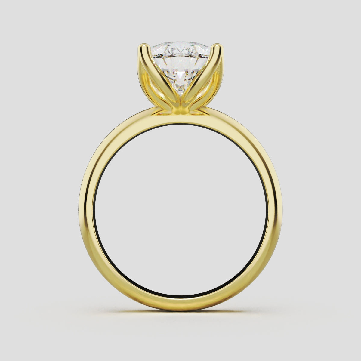 Sboccio, 3ct pear lab grown diamond engagement ring, Petal Set, 18K yellow gold - through finger