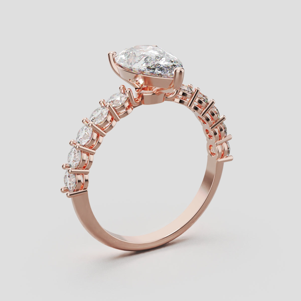 Stilla, 1.5ct pear lab grown diamond engagement ring, 2.5mm Side Stones, 18K rose gold - ne