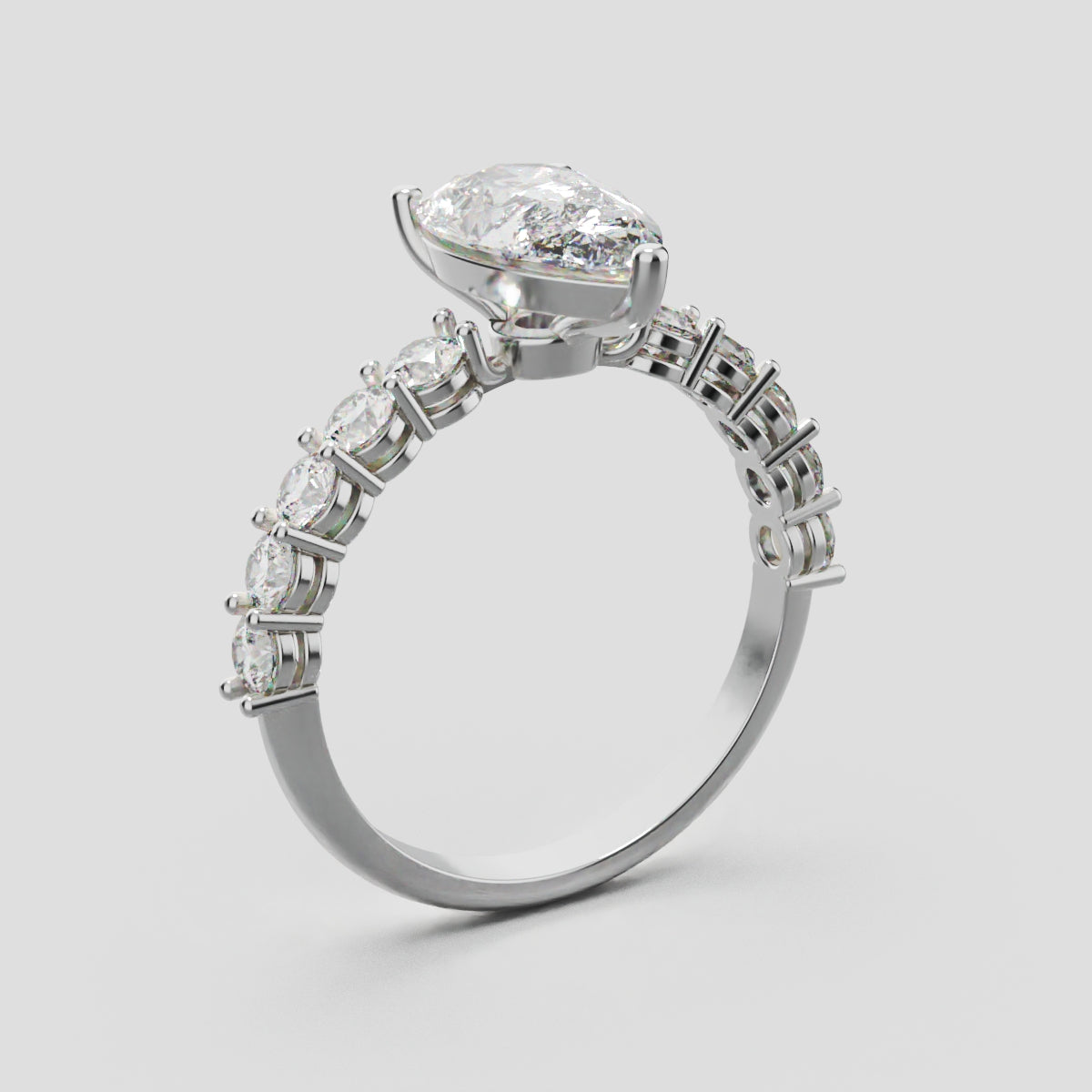 Stilla, 1.5ct pear lab grown diamond engagement ring, 2.5mm Side Stones, 18K white gold - ne