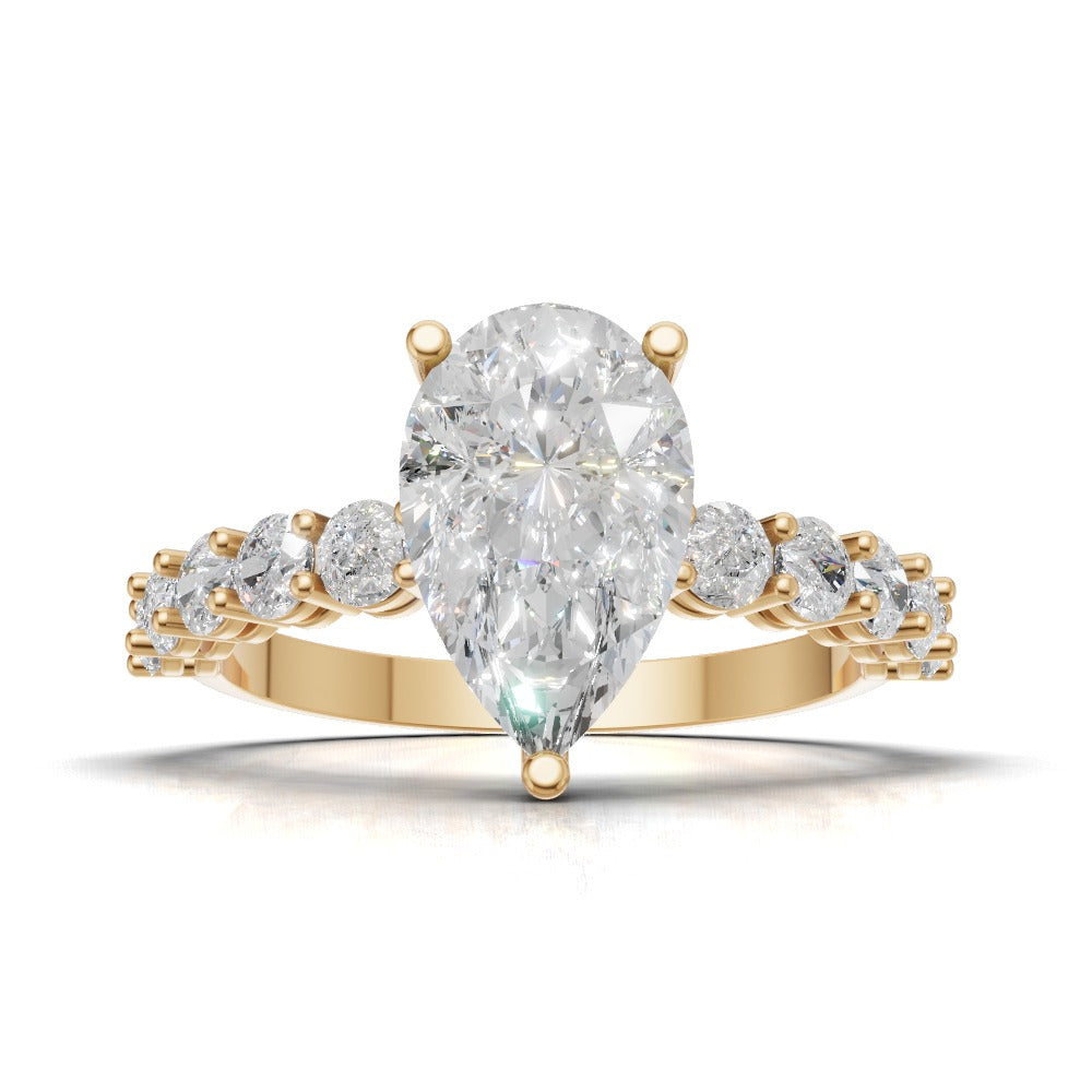 Stilla, 1.5ct pear lab grown diamond engagement ring, 2.5mm Side Stones, 18K yellow gold - view 4