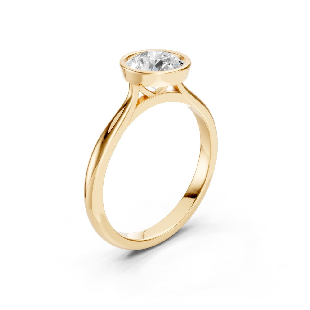 Cerchia - 1ct Round Lab Grown Diamond Engagement Ring, 18K Gold Bezel Cathedral