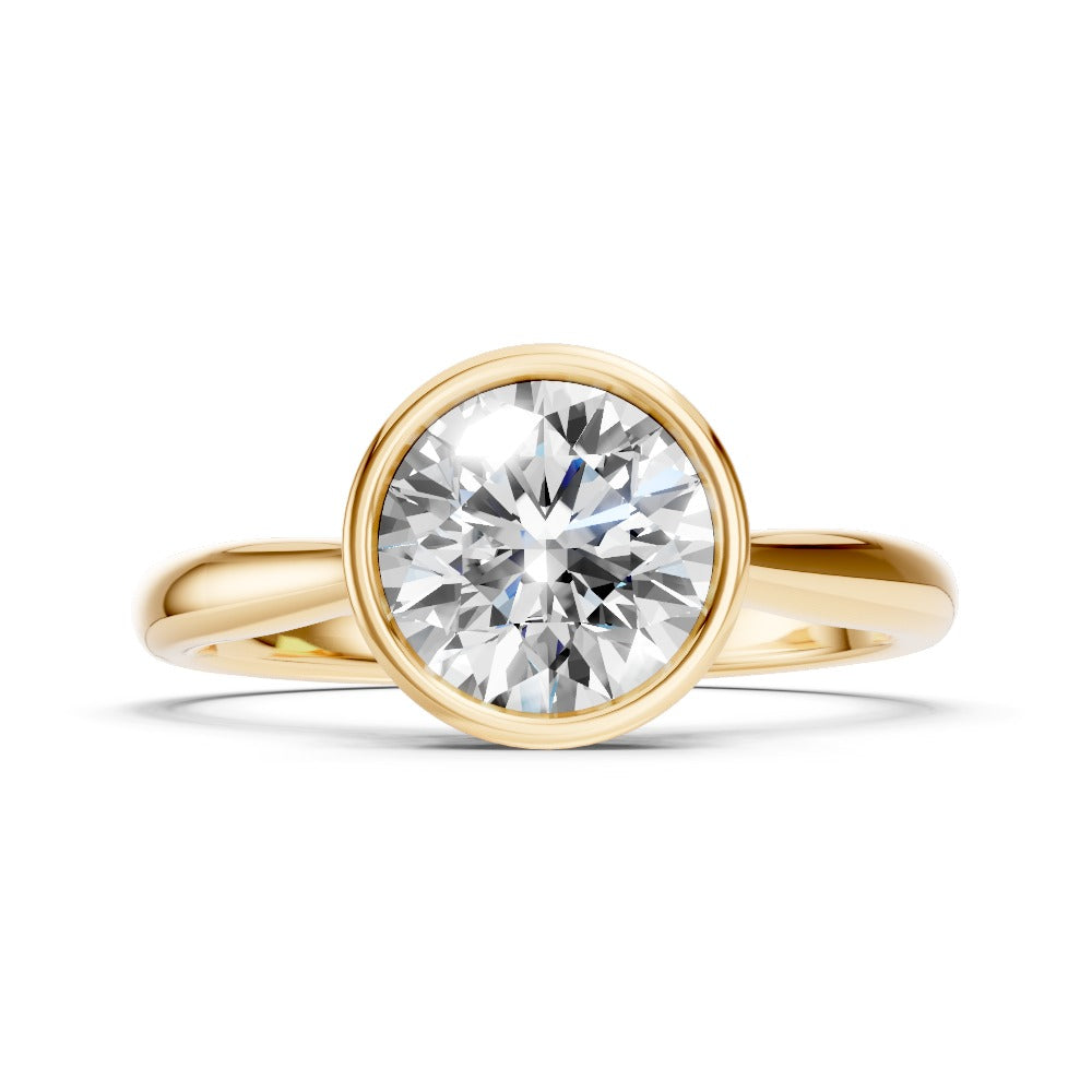 Cerchia - 1ct Round Lab Grown Diamond Engagement Ring, 18K Gold Bezel Cathedral