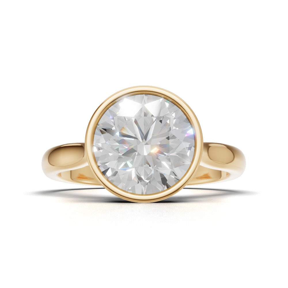 Cerchia, 2ct round lab grown diamond engagement ring, Bezel Cathedral, 18K yellow gold - view 4