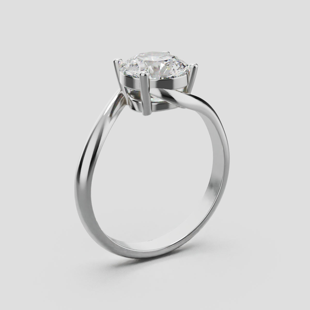 Incrocio, 1.5ct round lab grown diamond engagement ring, Bypass, 18K white gold - ne