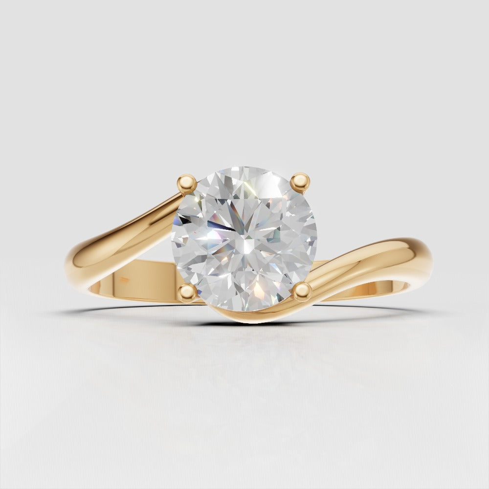 Incrocio - 1ct Round Lab Grown Diamond Engagement Ring, 18K Gold Bypass