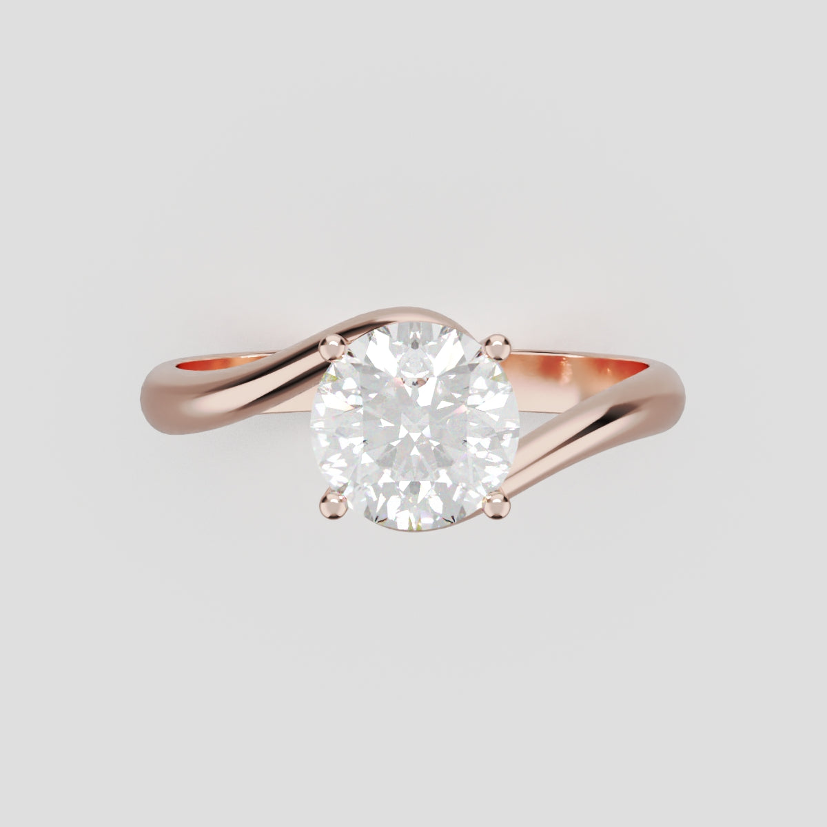 Incrocio, 1ct round lab grown diamond engagement ring, Bypass, 18K rose gold - front view