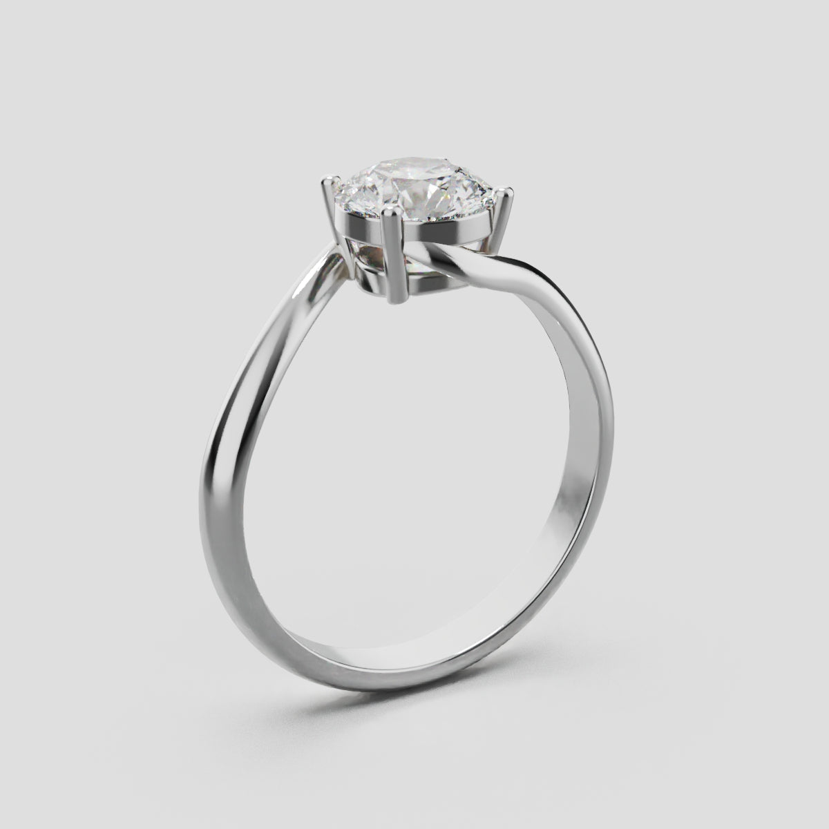 Incrocio, 1ct round lab grown diamond engagement ring, Bypass, 18K white gold - ne