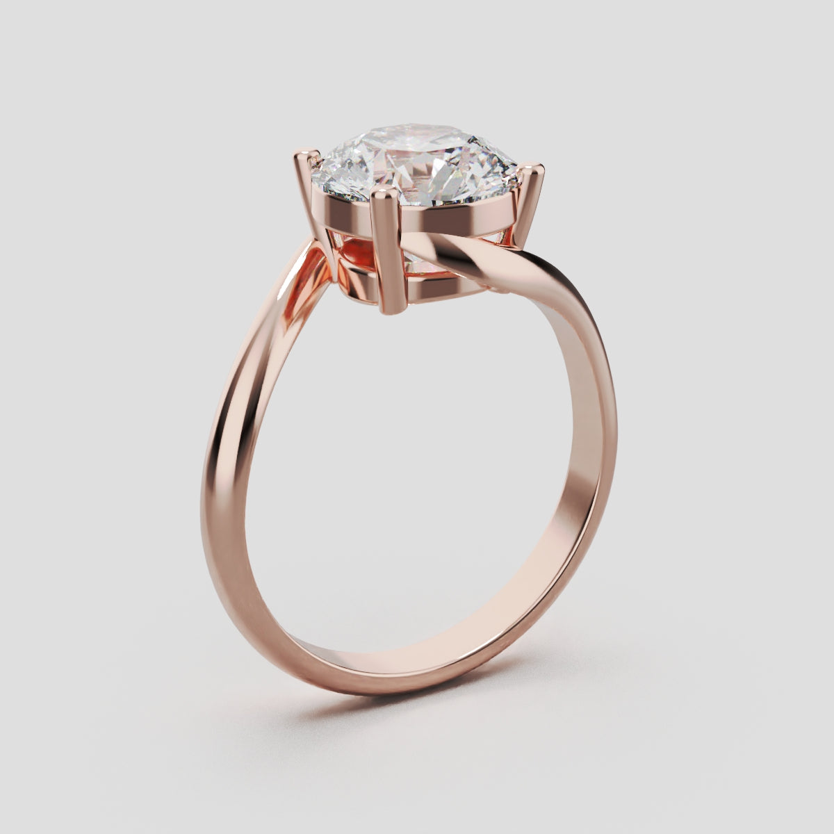 Incrocio, 2ct round lab grown diamond engagement ring, Bypass, 18K rose gold - ne