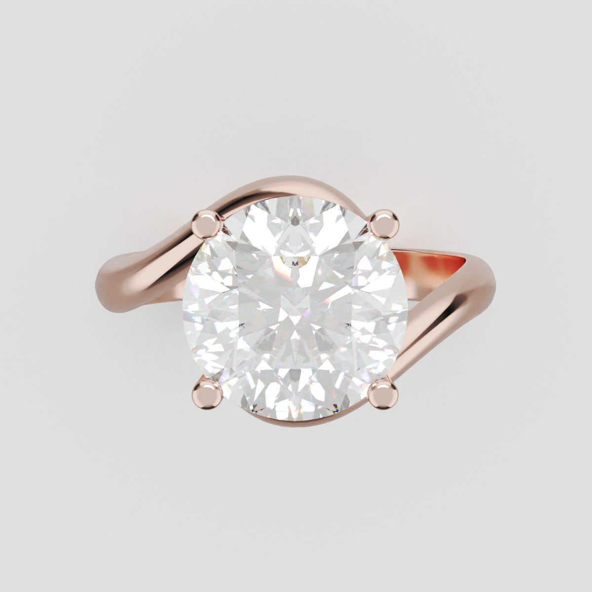 Incrocio, 3ct round lab grown diamond engagement ring, Bypass, 18K rose gold - front view