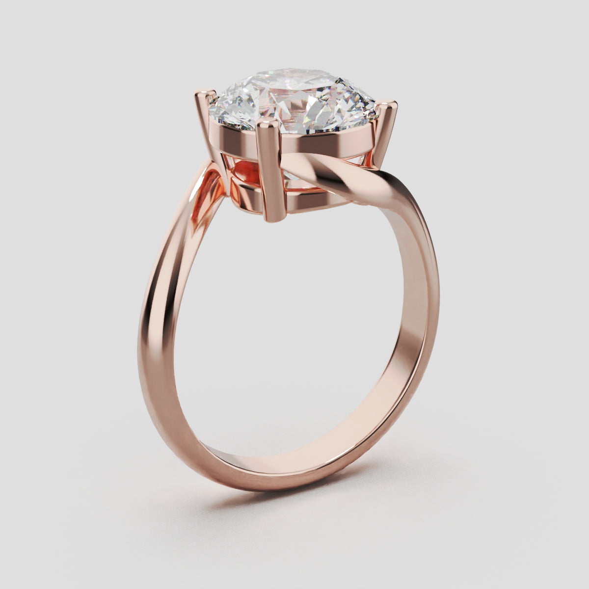 Incrocio, 3ct round lab grown diamond engagement ring, Bypass, 18K rose gold - ne