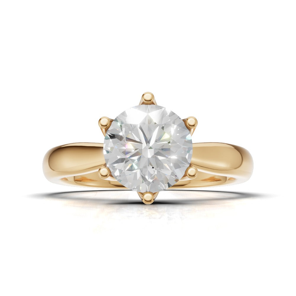 Corolla, 1ct round lab grown diamond engagement ring, Petal Cathedral, 18K yellow gold - view 4