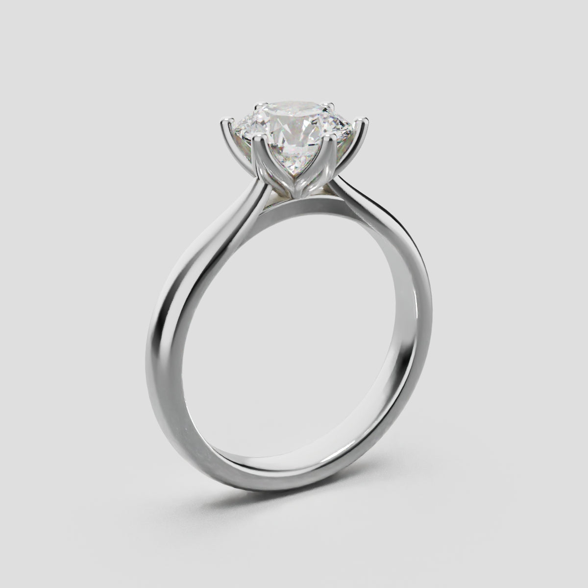 Corolla, 1ct round lab grown diamond engagement ring, Petal Cathedral, 18K white gold - ne