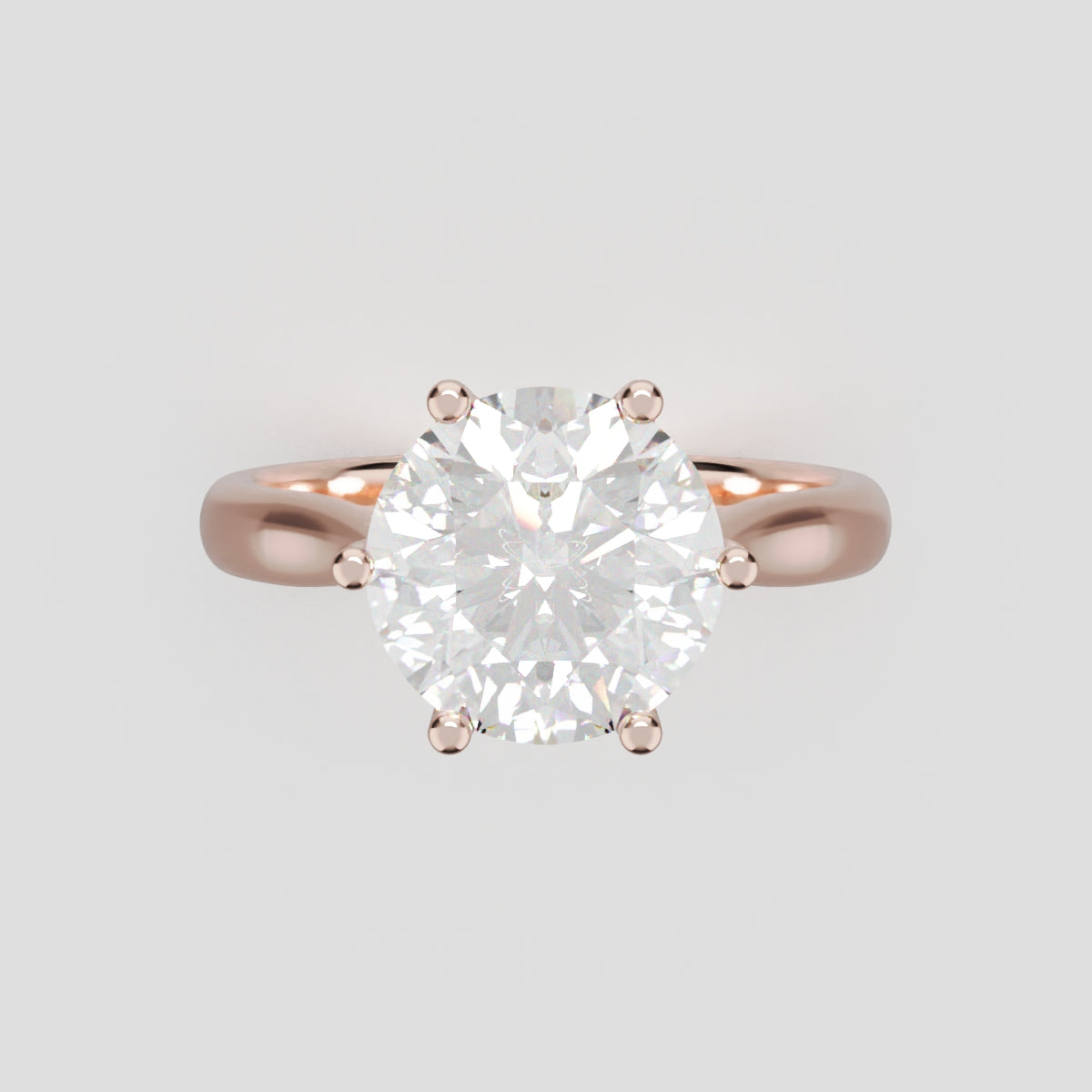 Corolla, 2ct round lab grown diamond engagement ring, Petal Cathedral, 18K rose gold - front view