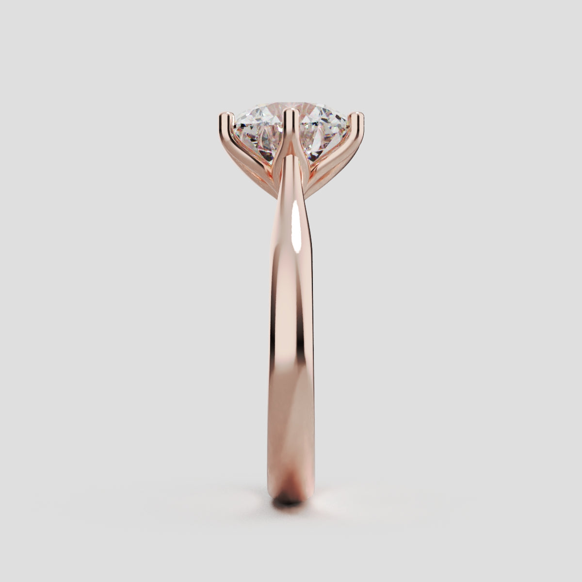 Corolla, 2ct round lab grown diamond engagement ring, Petal Cathedral, 18K rose gold - side view