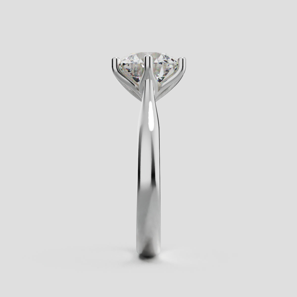 Corolla, 2ct round lab grown diamond engagement ring, Petal Cathedral, 18K white gold - side view