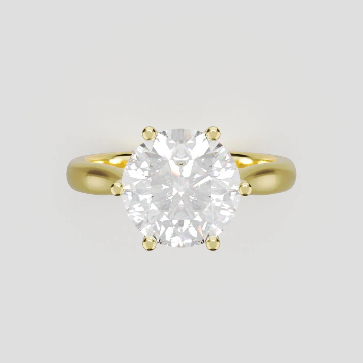 Corolla, 2ct round lab grown diamond engagement ring, Petal Cathedral, 18K yellow gold - front view