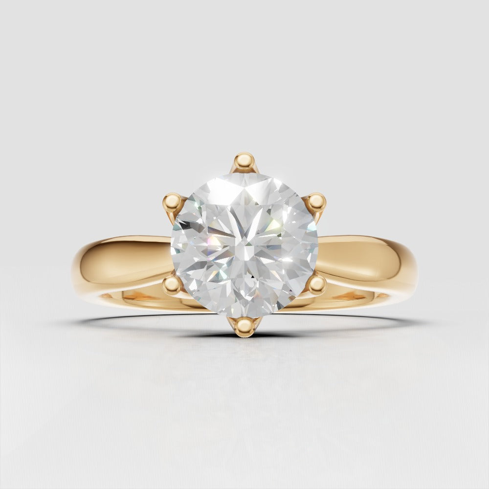 Corolla - 1ct Round Lab Grown Diamond Engagement Ring, 18K Gold Petal Cathedral