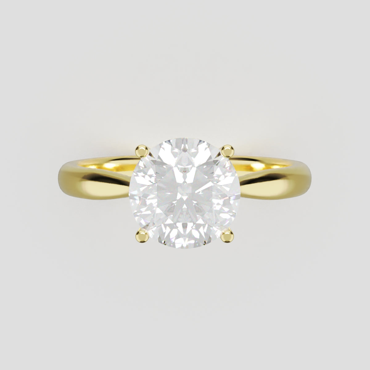 Arcata, 1.5ct round lab grown diamond engagement ring, Cathedral Hidden Halo Bridge, 18K yellow gold - front view