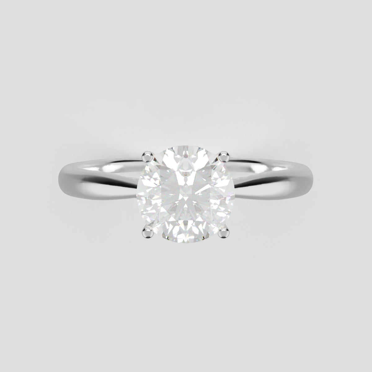 Arcata, 1ct round lab grown diamond engagement ring, Cathedral Hidden Halo Bridge, 18K white gold - front view