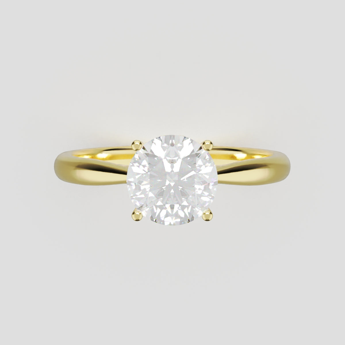 Arcata, 1ct round lab grown diamond engagement ring, Cathedral Hidden Halo Bridge, 18K yellow gold - front view