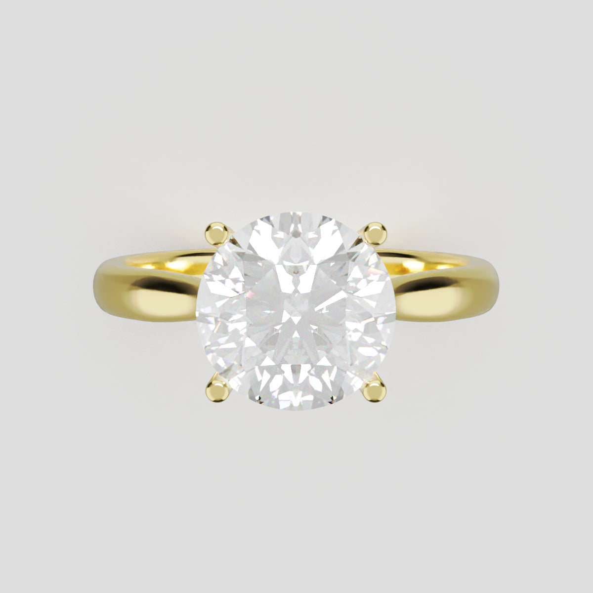 Arcata, 2ct round lab grown diamond engagement ring, Cathedral Hidden Halo Bridge, 18K yellow gold - front view