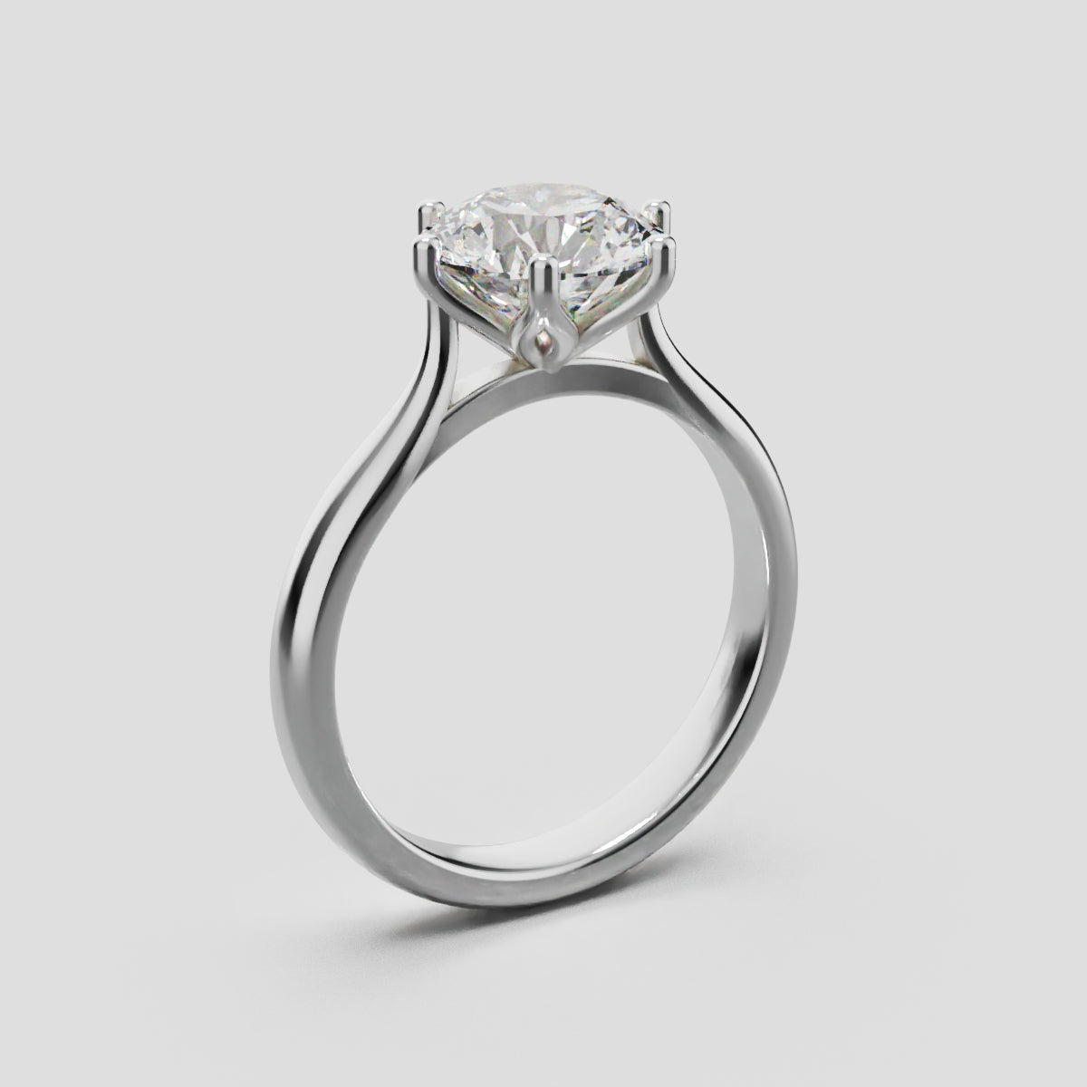 Corolla, 1.5ct round lab grown diamond engagement ring, Petal Cathedral, 18K white gold - ne