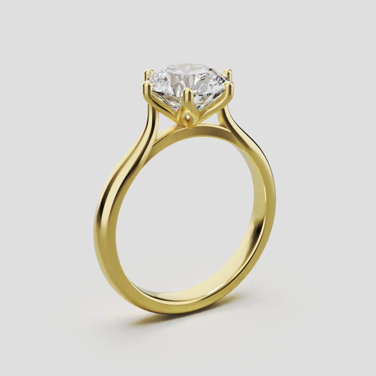 Corolla, 1.5ct round lab grown diamond engagement ring, Petal Cathedral, 18K yellow gold - ne