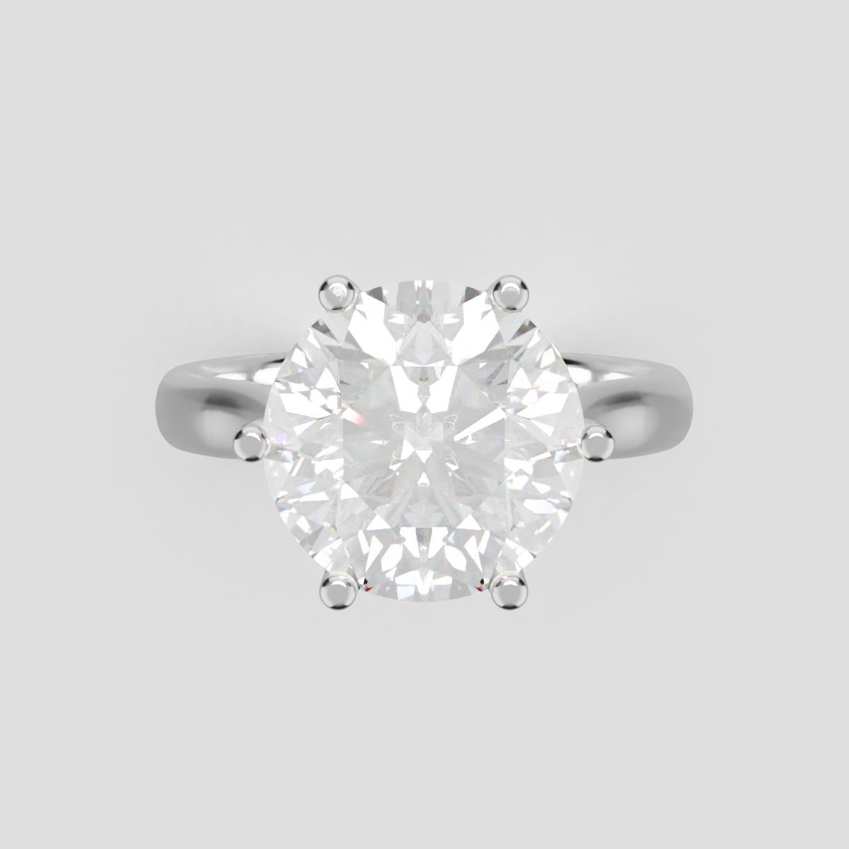 Corolla, 3ct round lab grown diamond engagement ring, Petal Cathedral, 18K white gold - front view