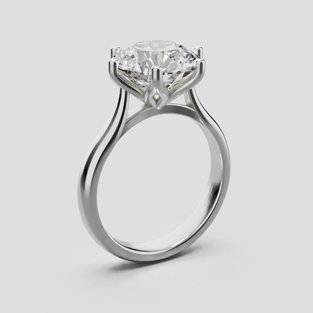 Corolla, 3ct round lab grown diamond engagement ring, Petal Cathedral, 18K white gold - ne