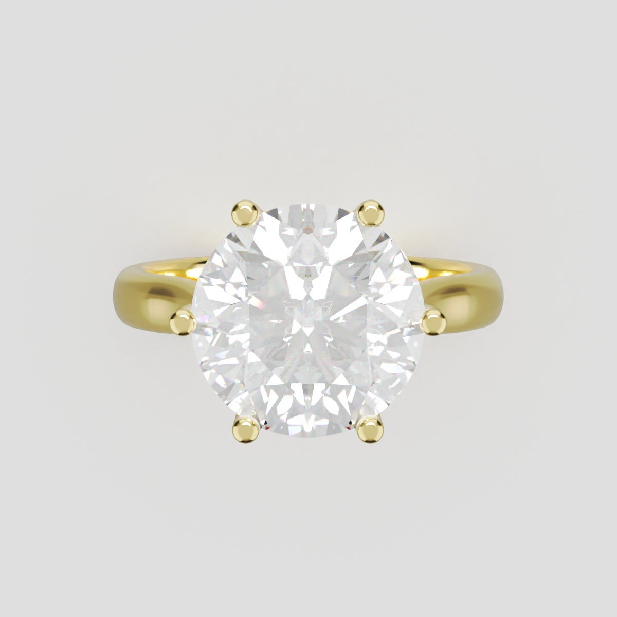 Corolla, 3ct round lab grown diamond engagement ring, Petal Cathedral, 18K yellow gold - front view