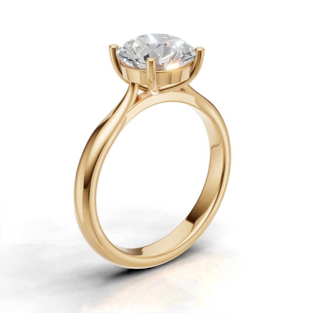 Navata, 1.5ct round lab grown diamond engagement ring, Cathedral Plain Sides, 18K yellow gold - ne