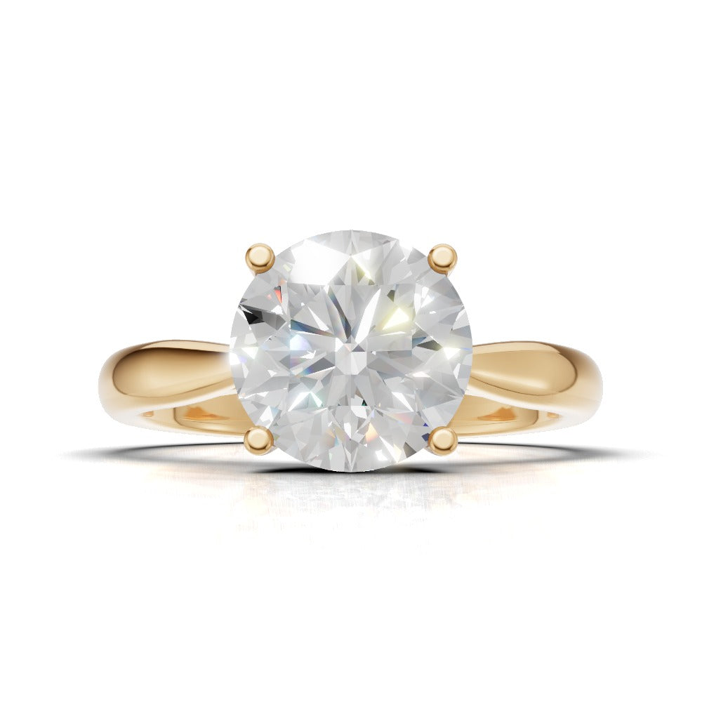 Navata, 1.5ct round lab grown diamond engagement ring, Cathedral Plain Sides, 18K yellow gold - view 4