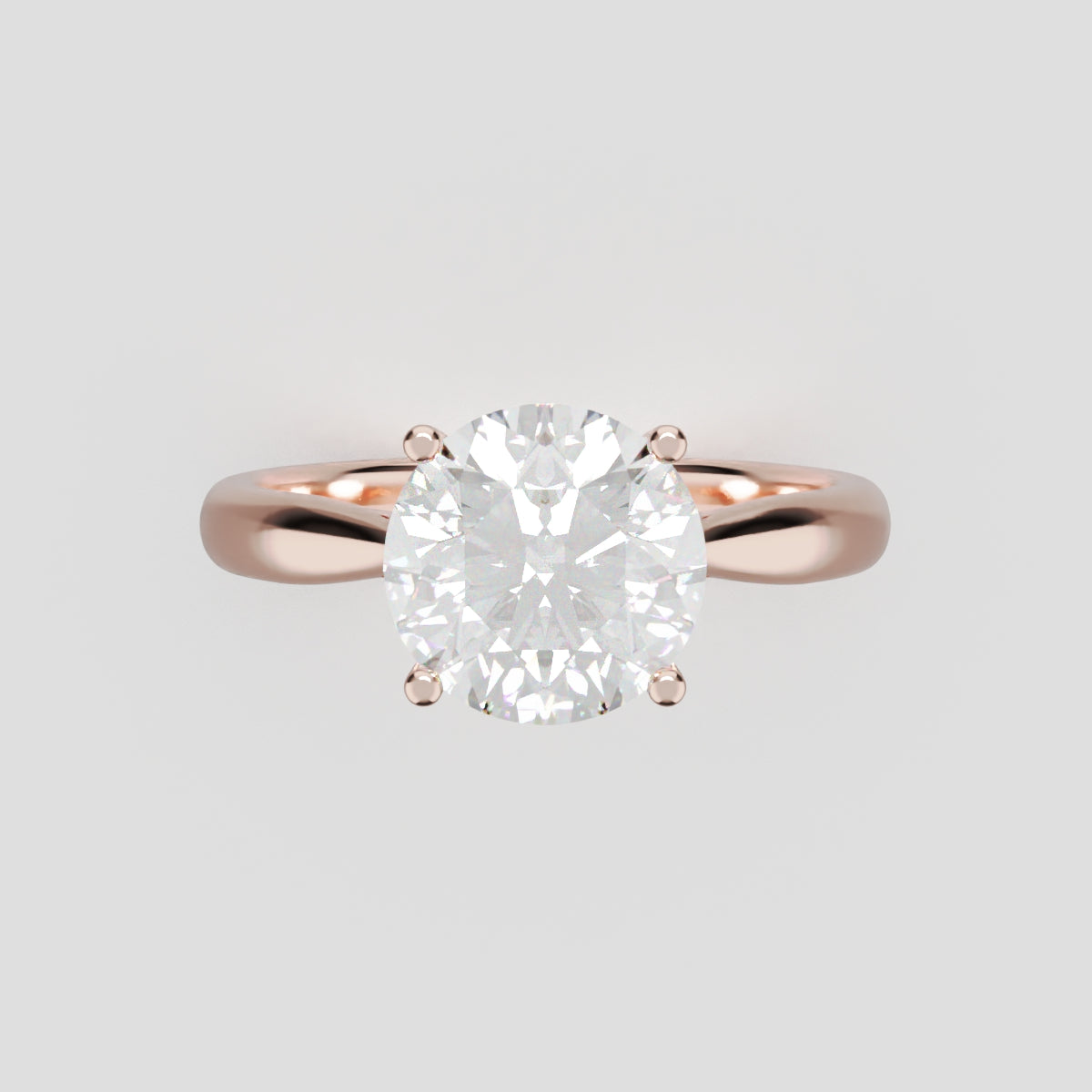 Navata, 1.5ct round lab grown diamond engagement ring, Cathedral Plain Sides, 18K rose gold - front view