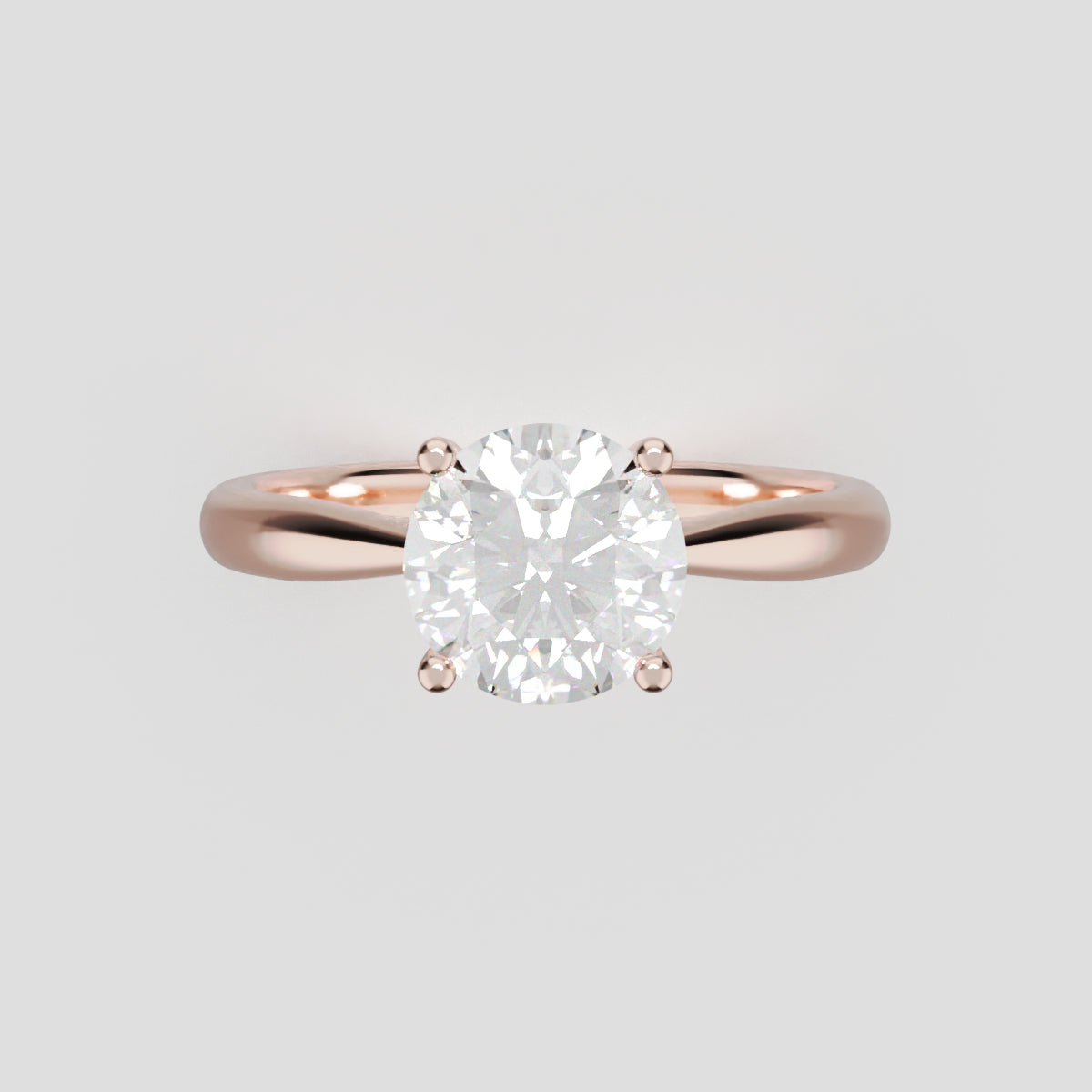 Navata, 1ct round lab grown diamond engagement ring, Cathedral Plain Sides, 18K rose gold - front view